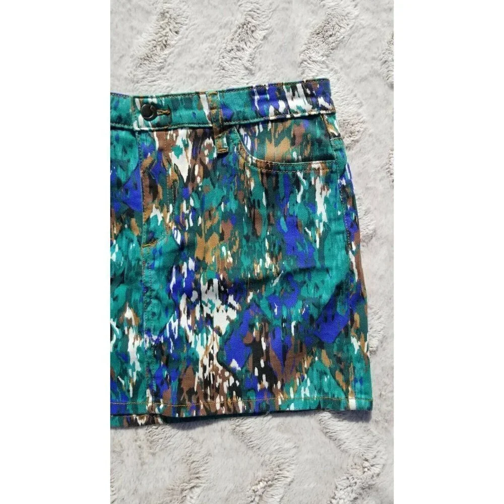 Joes Jeans Green Blue Watercolor Mini Skirt Sz 29‎